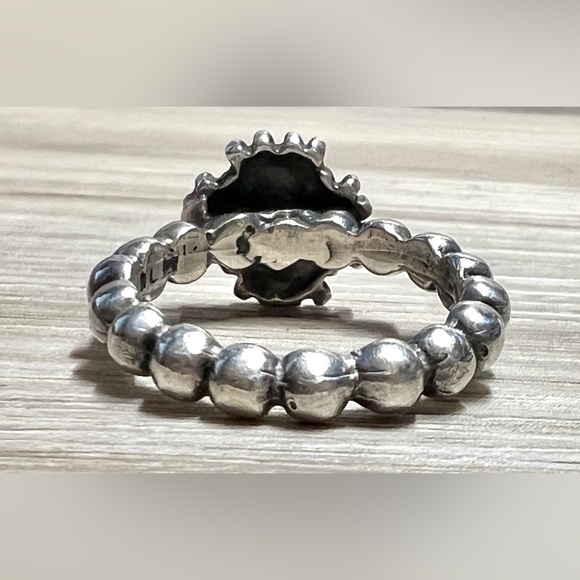 Designer Dian Malouf Sterling Silver Beaded Shank Cross Eternity Ring, Size 6.75 - Picture 4 of 9